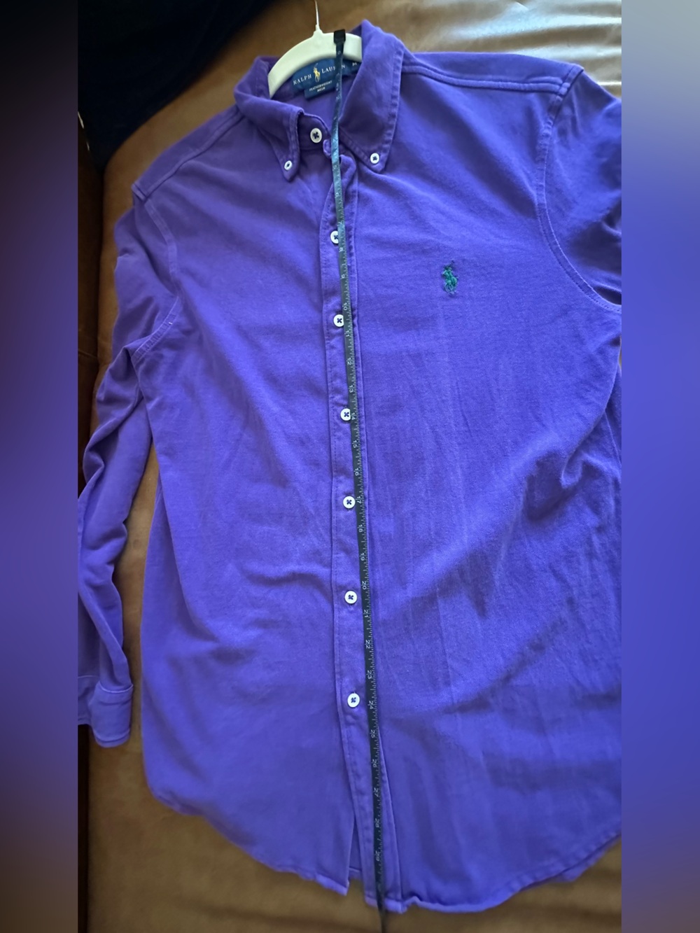 Ralph Lauren Purple Button-Down Oxford Shirt with Green Pony - Picture 7 of 7